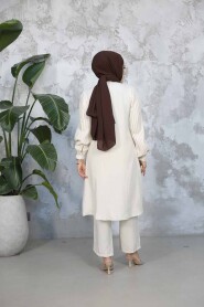 Modest Cream Plus Size Dual Suit 51991KR - 3