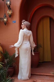 Modest Cream Wedding Dress 52285KR - 5