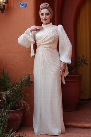 Modest Cream Wedding Dress 52285KR - 4