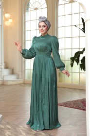 Modest Dark Almond Green Evening Gown 52751KCY - 2