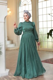 Modest Dark Almond Green Evening Gown 52751KCY - 4