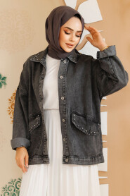 Modest Dark Antrasit Denim Jacket 20387KANT - 3