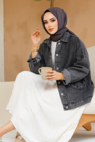 Modest Dark Antrasit Denim Jacket 20387KANT - 2