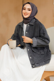 Modest Dark Antrasit Denim Jacket 20387KANT - 4