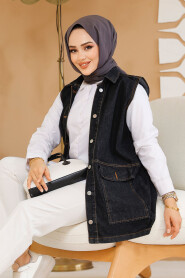 Modest Dark Antrasit Denim Vest 20444KANT - 3