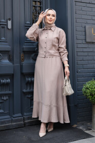 Modest Dark Beige Skirted Dual Suit 44741KBEJ - 1