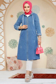  Modest Dark Blue Denim Coat 19127KM - 2