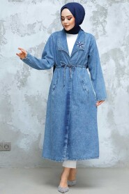 Modest Dark Blue Denim Coat 6823KM 