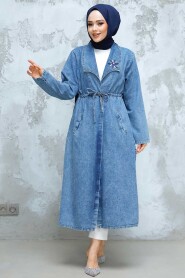 Modest Dark Blue Denim Coat 6823KM - 2