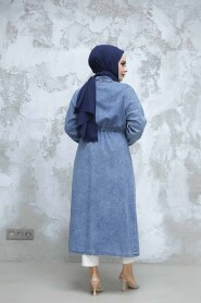 Modest Dark Blue Denim Coat 6823KM - 3