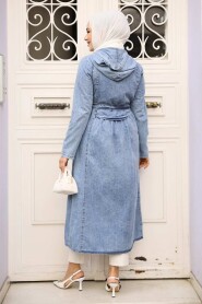 Modest Dark Blue Denim Coat 7103KM - 3