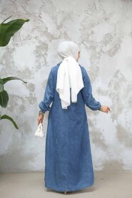 Modest Dark Blue Denim Dress 19101KM - 3