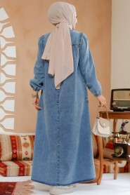  Modest Dark Blue Denim Dress 19129KM - 5