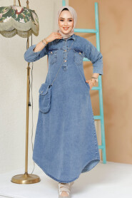 Modest Dark Blue Denim Dress 19132KM - 2