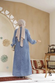 Modest Dark Blue Denim Dress 19137KM - 3