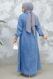 Modest Dark Blue Denim Dress 19138KM - 3