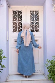 Modest Dark Blue Denim Dress 19148KM - 4