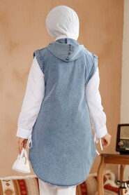 Modest Dark Blue Denim Vest 19133KM - 4