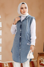 Modest Dark Blue Denim Vest 19133KM - 2