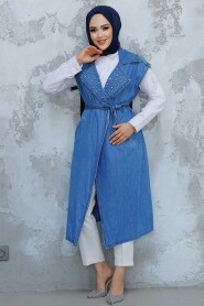 Modest Dark Blue Denim Vest 6551KM - 1