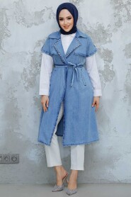 Modest Dark Blue Denim Vest 6572KM 