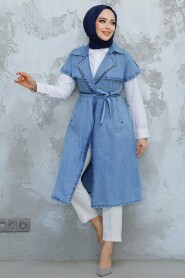 Modest Dark Blue Denim Vest 6572KM - 2