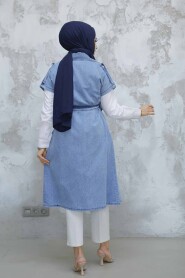 Modest Dark Blue Denim Vest 6572KM - 3
