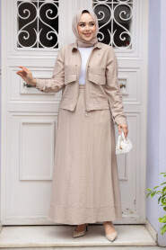 Modest Dark Blue Skirted Dual Suit 44723KBEJ - 1