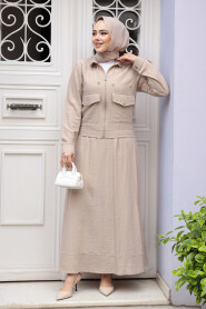 Modest Dark Blue Skirted Dual Suit 44723KBEJ - 2