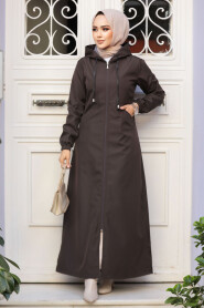 Modest Dark Brown Coat 62091KKH - 1