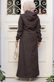 Modest Dark Brown Coat 62091KKH - 3