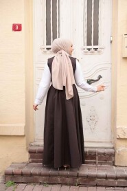 Modest Dark Brown Gilet Dress 30284KKH - 4