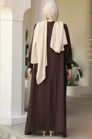 Modest Dark Brown Plus Size Abaya 26302KKH - 3