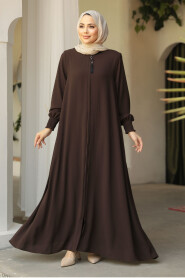 Modest Dark Brown Plus Size Abaya 26302KKH - 2