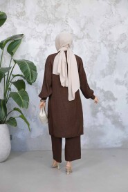 Modest Dark Brown Plus Size Dual Suit 51991KKH - 4