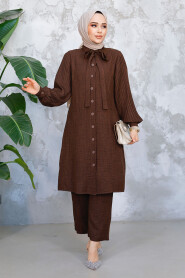 Modest Dark Brown Plus Size Dual Suit 51991KKH - 3