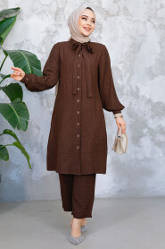 Modest Dark Brown Plus Size Dual Suit 51991KKH 