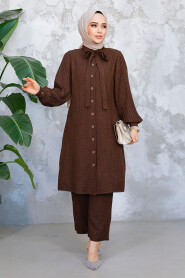 Modest Dark Brown Plus Size Dual Suit 51991KKH - 2