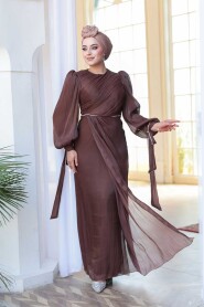 Modest Dark Brown Plus Size Evening Dress 50193KKH - 1