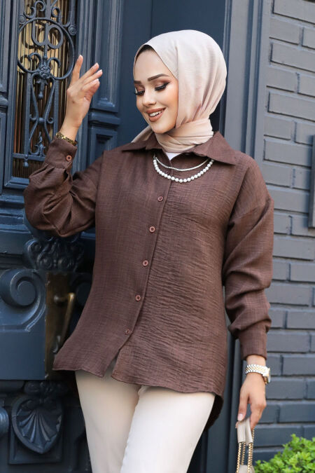 Modest Dark Brown Top 11941KKH - NEVA STYLE