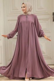 Modest Dark Dusty Rose Dubai Abaya 520180KGK - 2