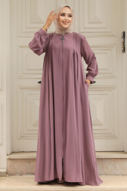 Modest Dark Dusty Rose Dubai Abaya 520180KGK - 3