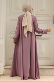 Modest Dark Dusty Rose Dubai Abaya 520180KGK - 4