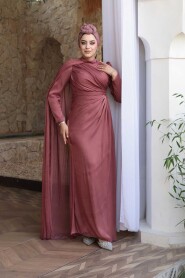 Modest Dark Dusty Rose Engagement Dress 5296KGK - 4