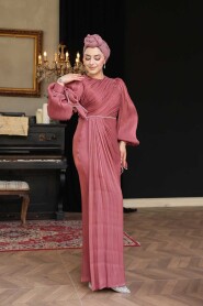 Modest Dark Dusty Rose Plus Size Evening Dress 50193KGK - 3
