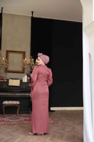 Modest Dark Dusty Rose Plus Size Evening Dress 50193KGK - 4
