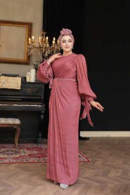 Modest Dark Dusty Rose Plus Size Evening Dress 50193KGK - 2