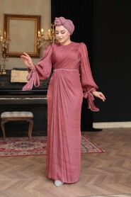 Modest Dark Dusty Rose Plus Size Evening Dress 50193KGK - 1