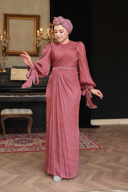 Modest Dark Dusty Rose Plus Size Evening Dress 50193KGK - NEVA STYLE