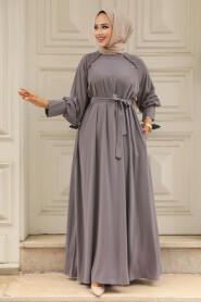 Modest Dark Grey Abaya Dress 330104KGR - 1